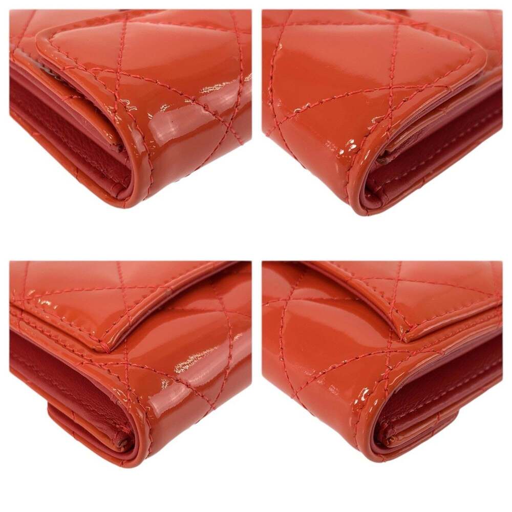 CHANEL Matelassé Coco Mark Orange Patent Leather Wallet/Coin Purse/Card Case ... - Picture 8 of 9